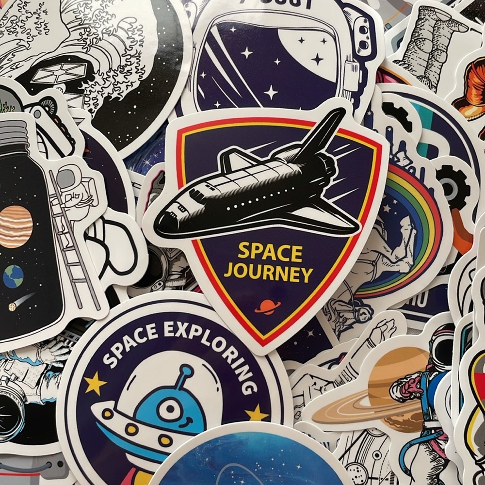 98 Space Themed Glossy Stickers‎